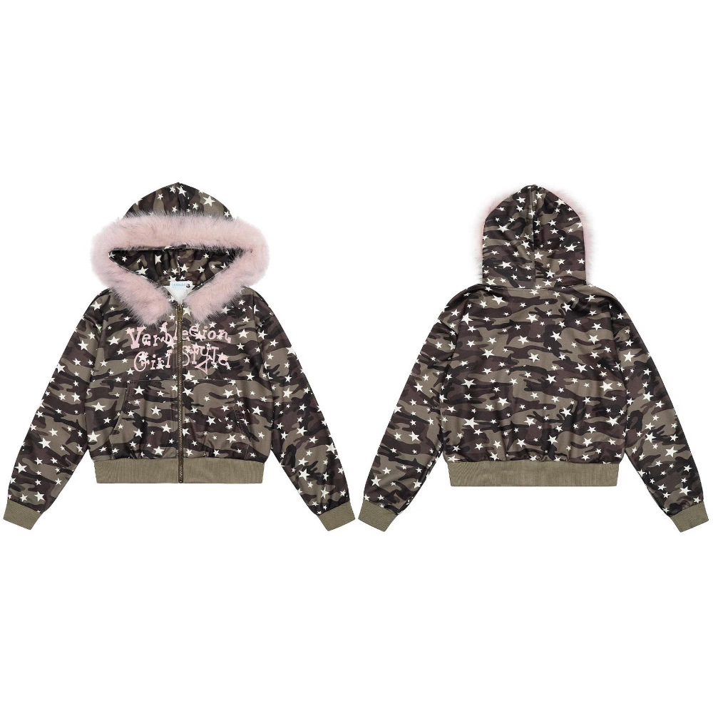 Sherpa Hoodie Fleece - 남성용 집업 후드티 하이 스트리트 카모