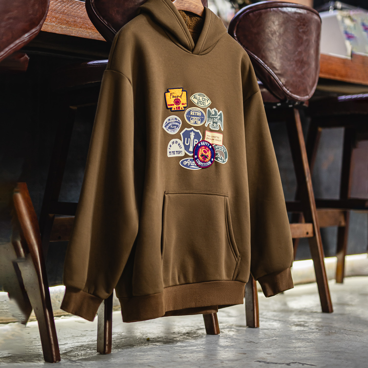 메이든 빈티지 남성 자수 배지 후드티 브라운 셰르파 플 - Sherpa Hoodie Fleece 리뷰 및 가격