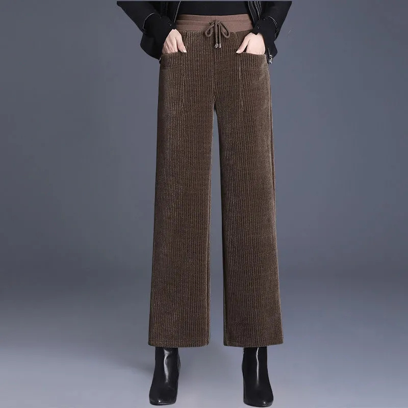 여성용 코듀로이 와이드 레그 팬츠, 신축성 하이 웨이스 - Corduroy Pant Warm 리뷰 및 가격