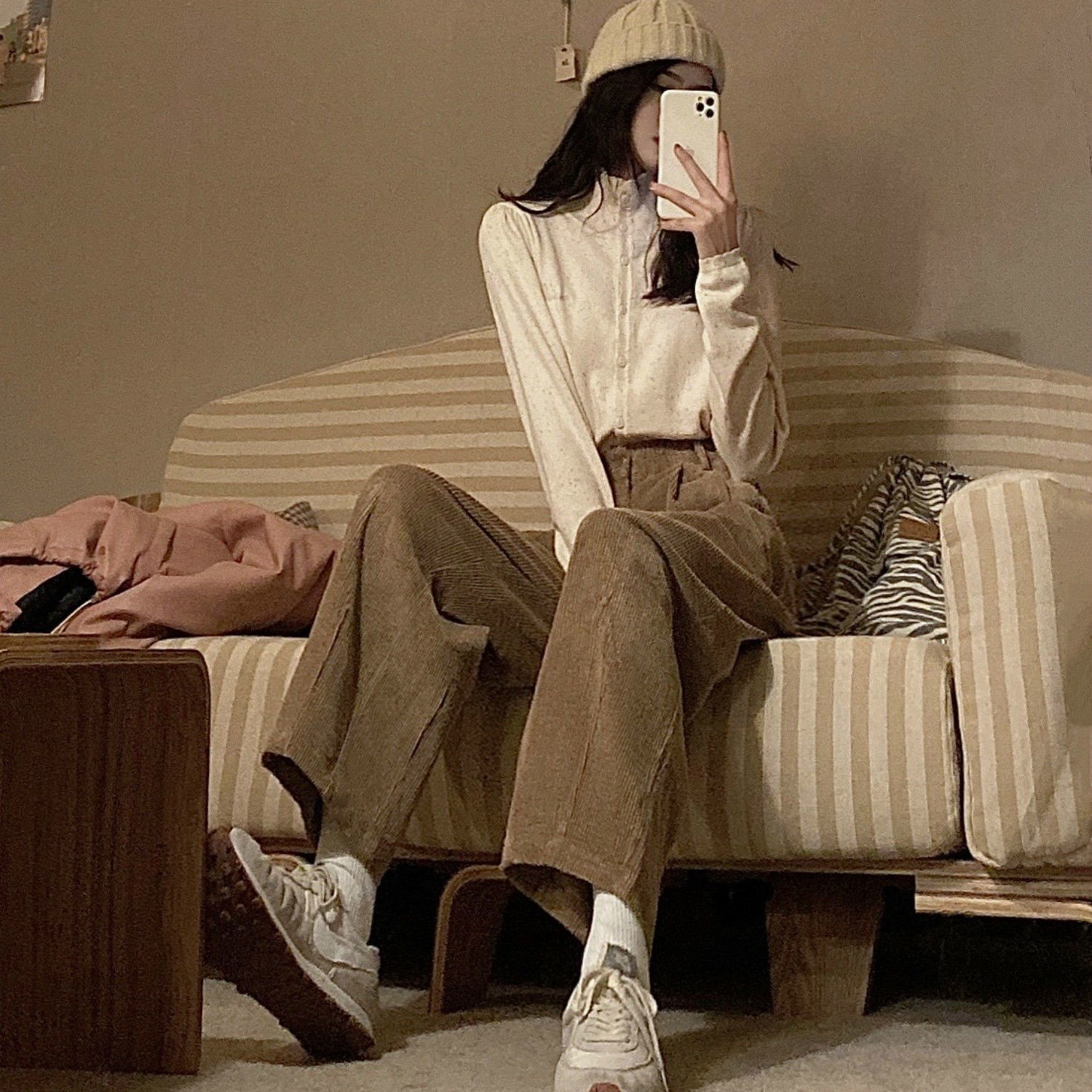 여성용 와이드 레그 코듀로이 팬츠, 캐주얼 미학 헐렁한 - Corduroy Pant Warm 리뷰 및 가격