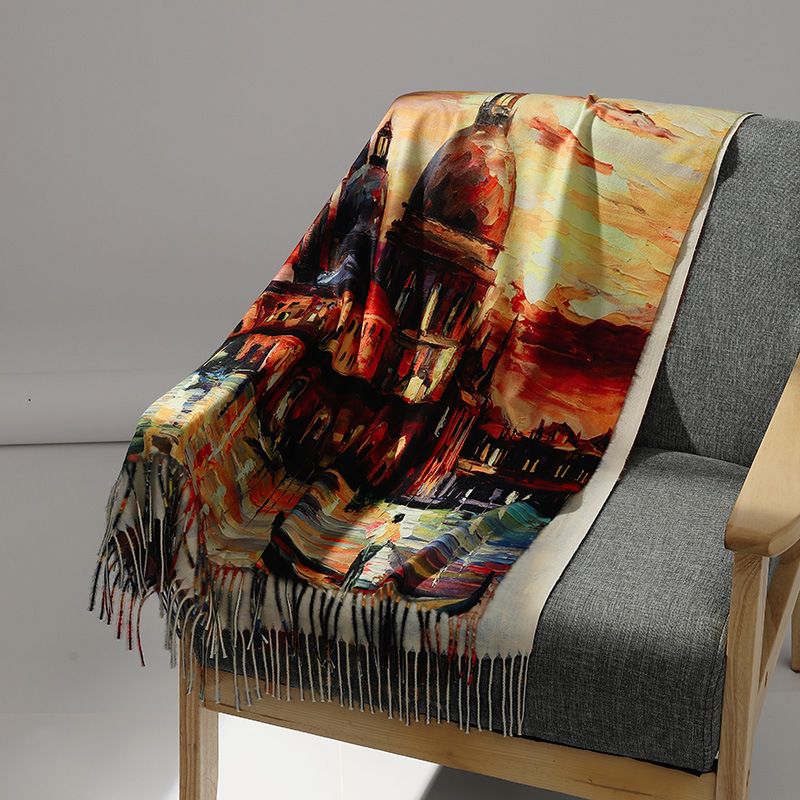 여성을위한 럭셔리 브랜드 유화 캐시미어 스카프 따뜻한  - Cashmere Pashmina Wrap 리뷰 및 가격